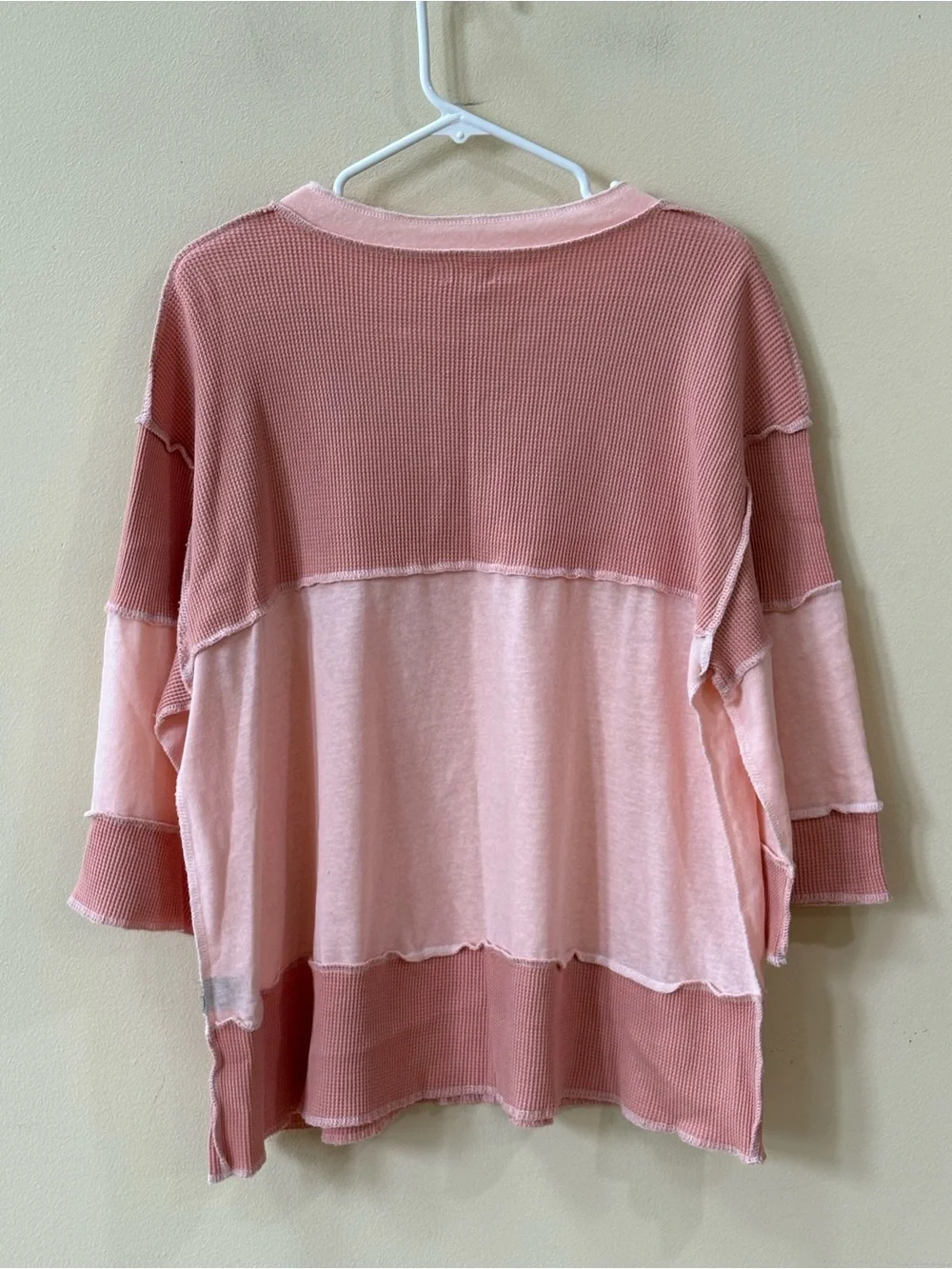 POL color block waffle knit top